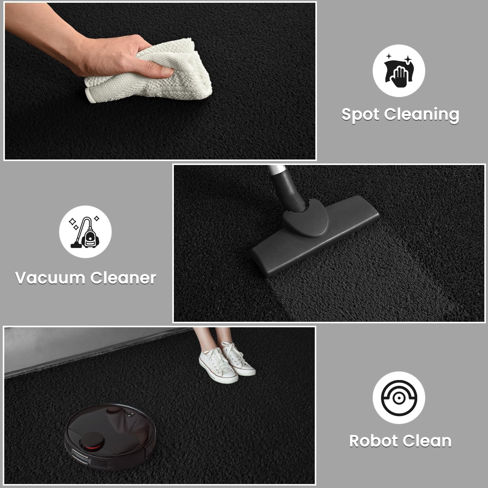 Nuttumico Black Ultra Soft Round Area Rugs 4×4 Feet Washable Memory Foam