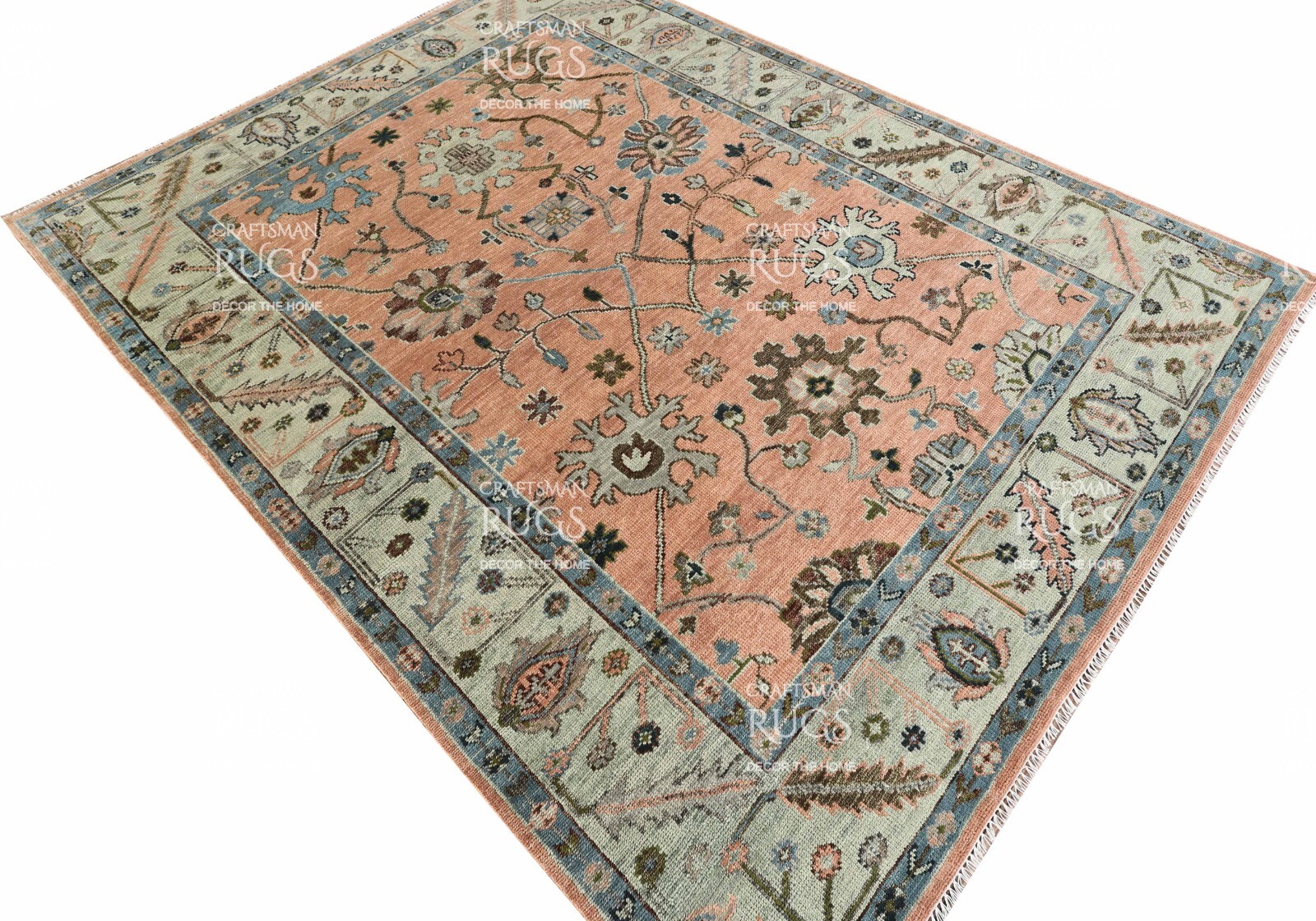 Oushak Hand Knotted Peach 4×6, 5×8, 6×9, 8×10, 9×12, 10×14, 12×15 Wool Area Rug