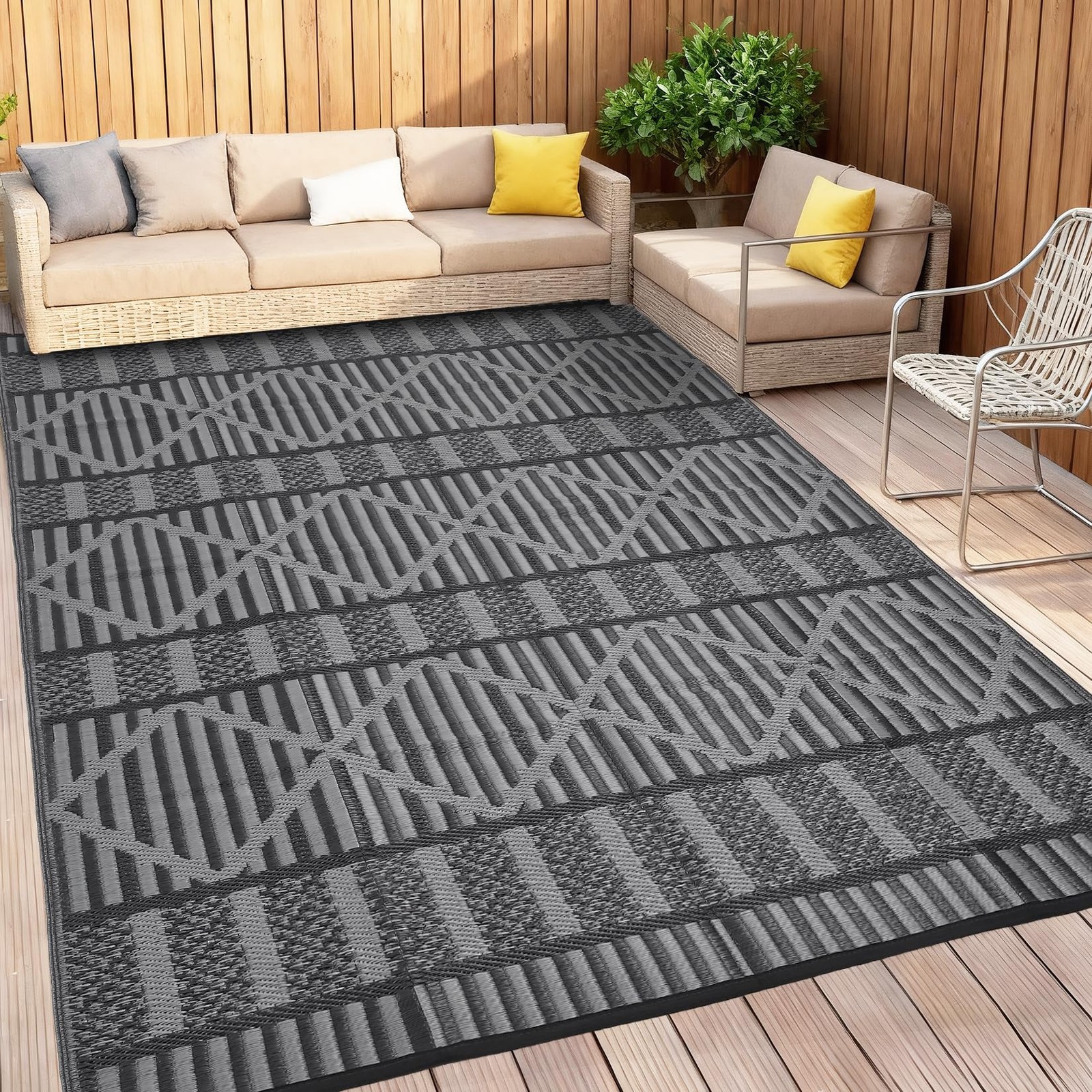 Best Outdoor Rug 9×12 Modern Striped Geometric Area Rugs for Indoor and Patios