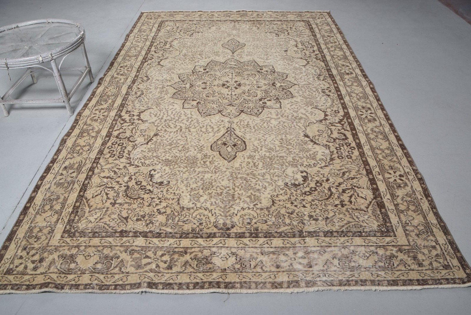 6,8×11 ft Vintage Rug, Rug Rug, Brown Ombré Rug Wool