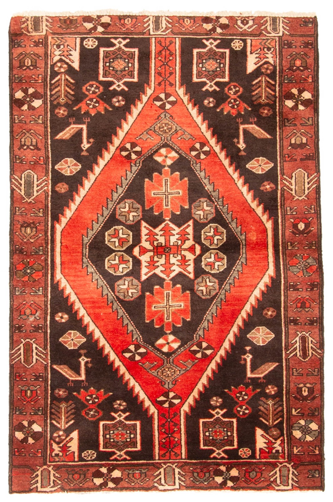 Vintage Hand-Knotted Area Rug 3’3″ x 5’1″ Traditional Wool Carpet