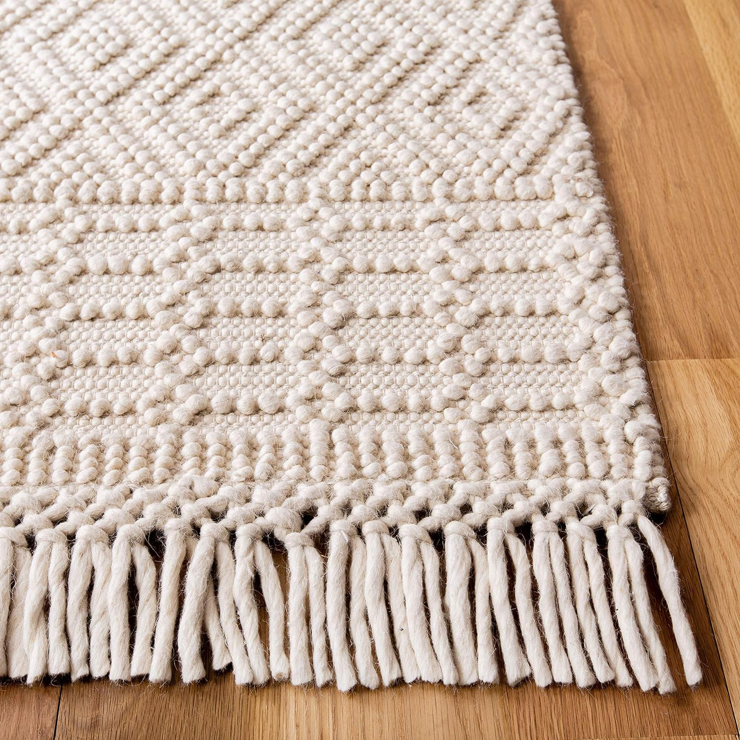 Handmade Moroccan Boho Runner Rug 2’3″ x 22′ – Ivory Wool Fringe