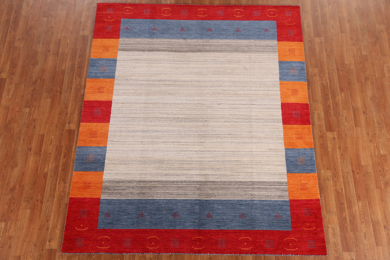 Bordered High-quality Hand-woven Wool Rug Durable Gabbeh Rug 6×8 ft