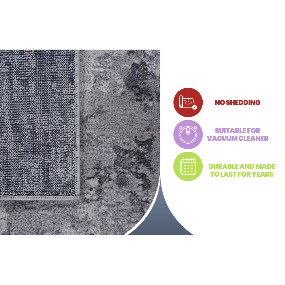 MARFI Collection 90×63 Inch Light Grey Home Rug, Modern Non-Shedding Easy Clean
