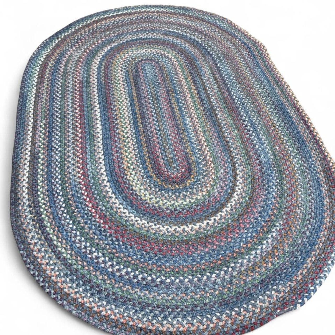 Blue Oval Braided Multicolor Area Rug | 4×6 feet | Excellent Used Condition