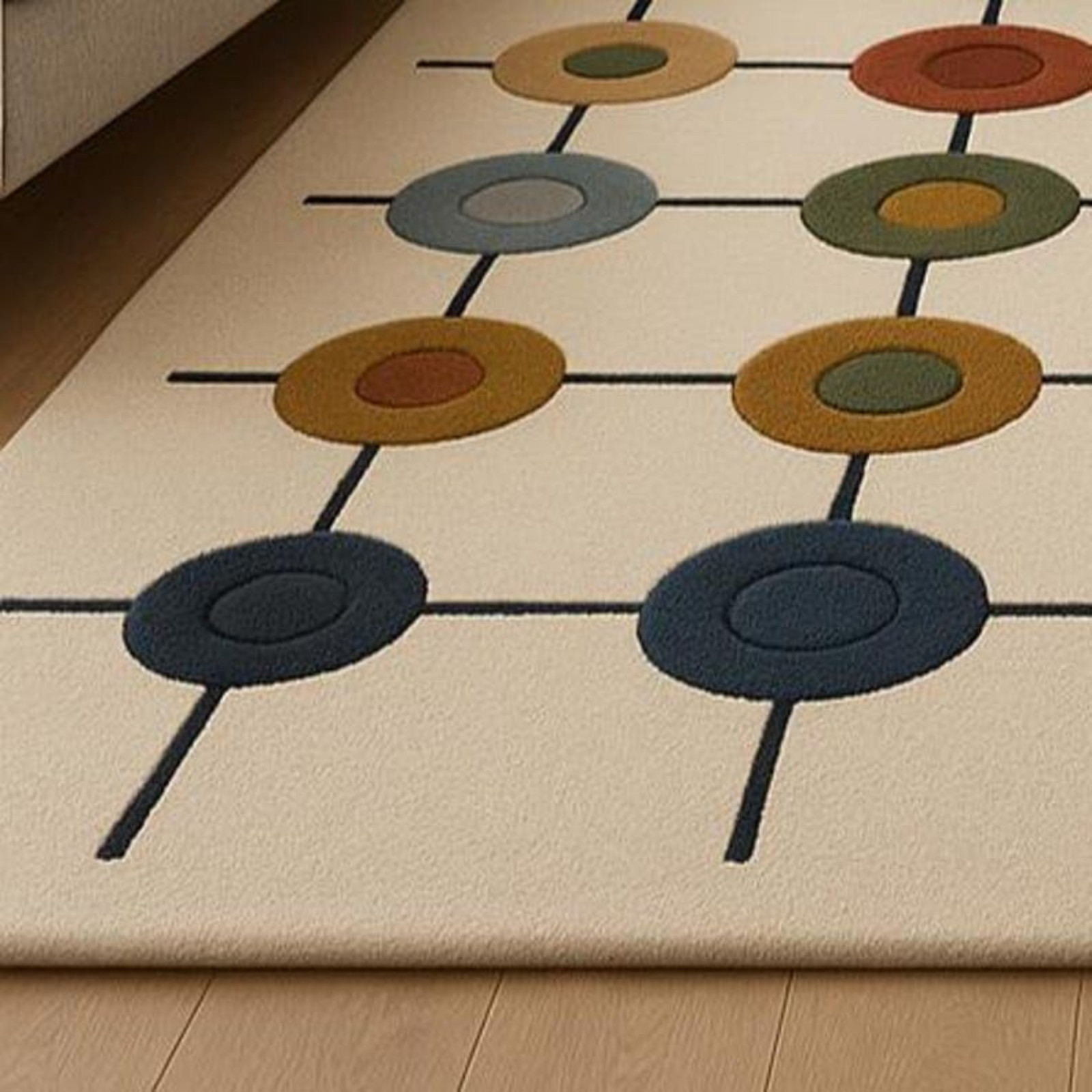 Hand Tufted Wool Area Rug Modern Circle Geometric Carpet 8×10 9×12 13×15 13×18