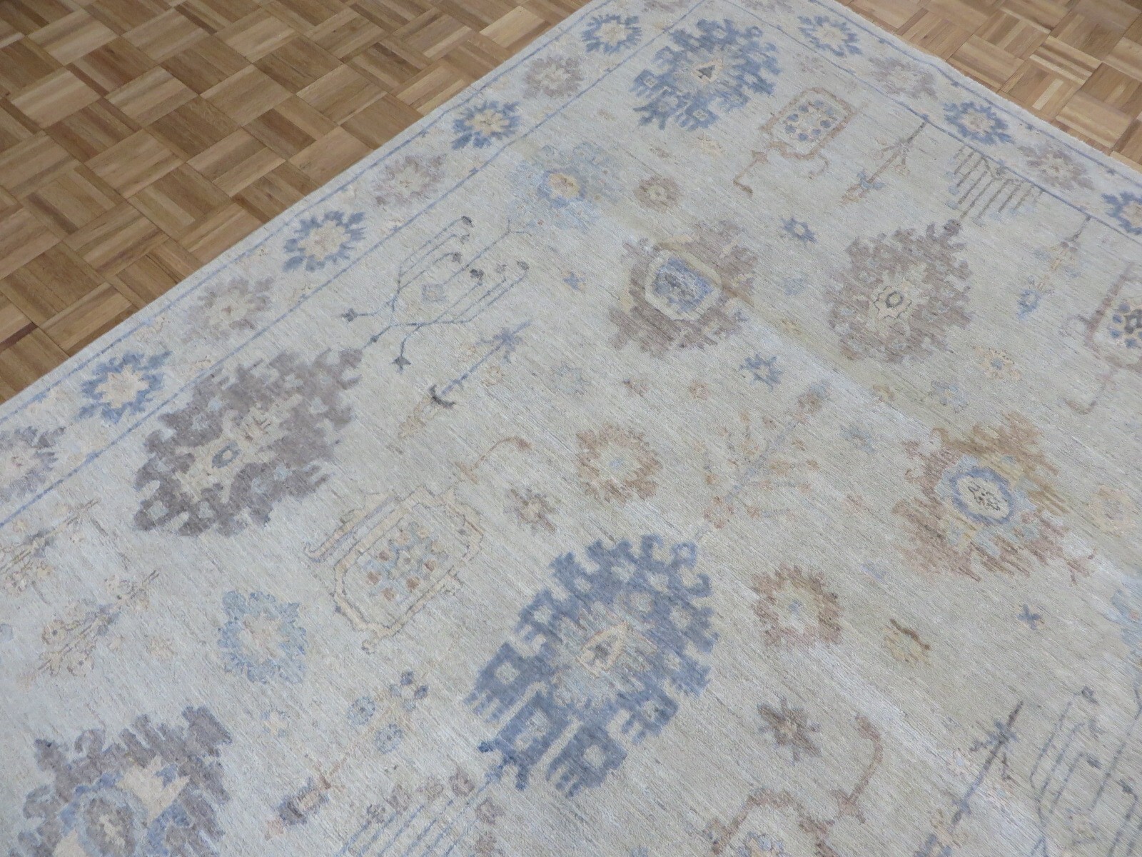 12 x 15’9 Hand Knotted Beige Fine Peshawar Oushak Oriental Rug G13636