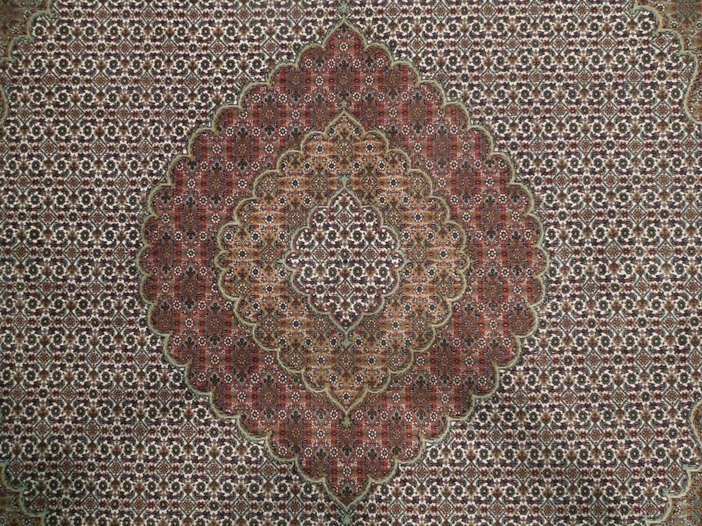 6.6 x 8.4 Perrsian Tabriiz Mahii Rug Ivory #PIX-19992