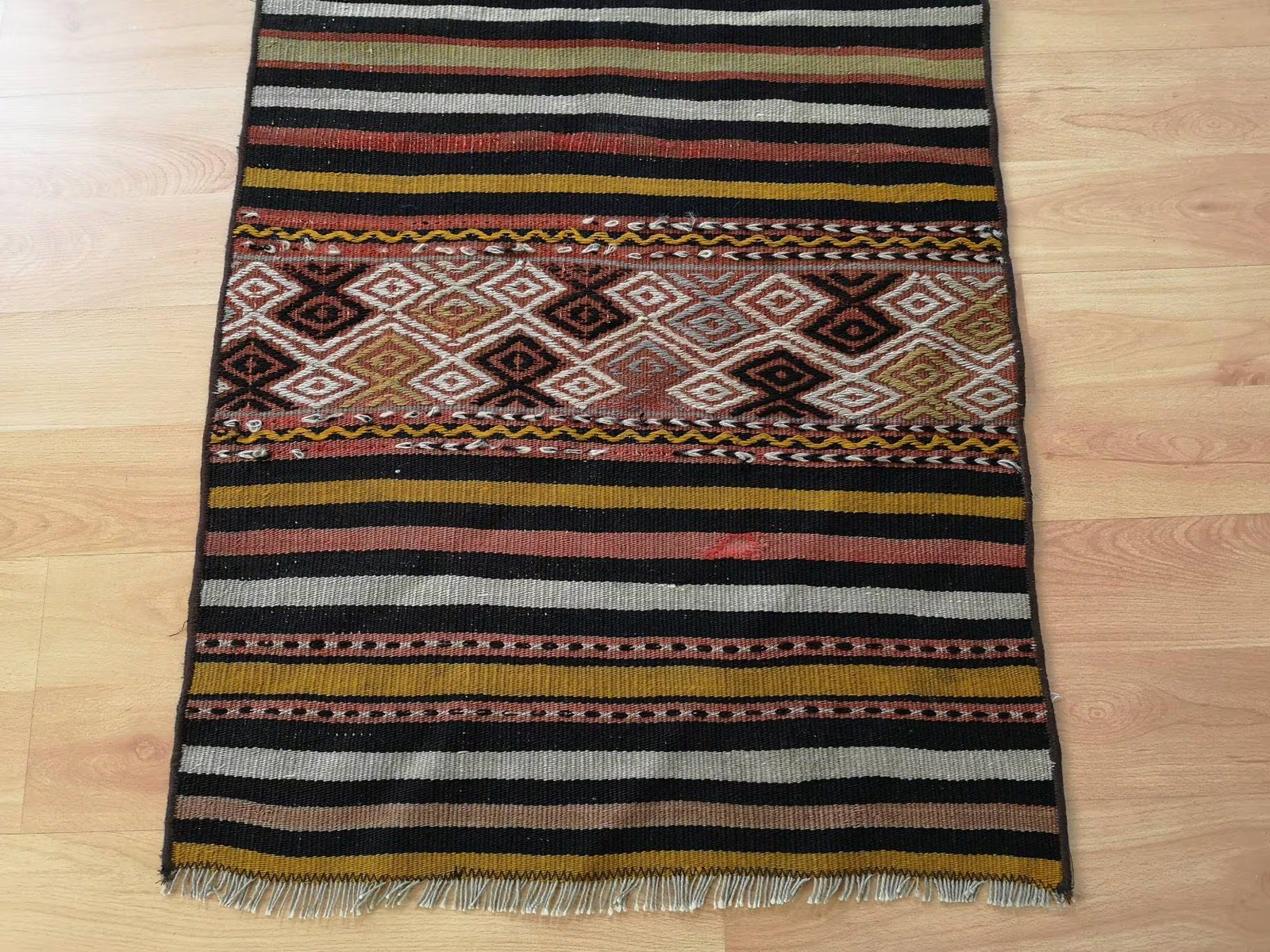 Vintage Turkish Kilim Runner Rug, Orange Hallway Decor (1.9 x 8.3 ft)
