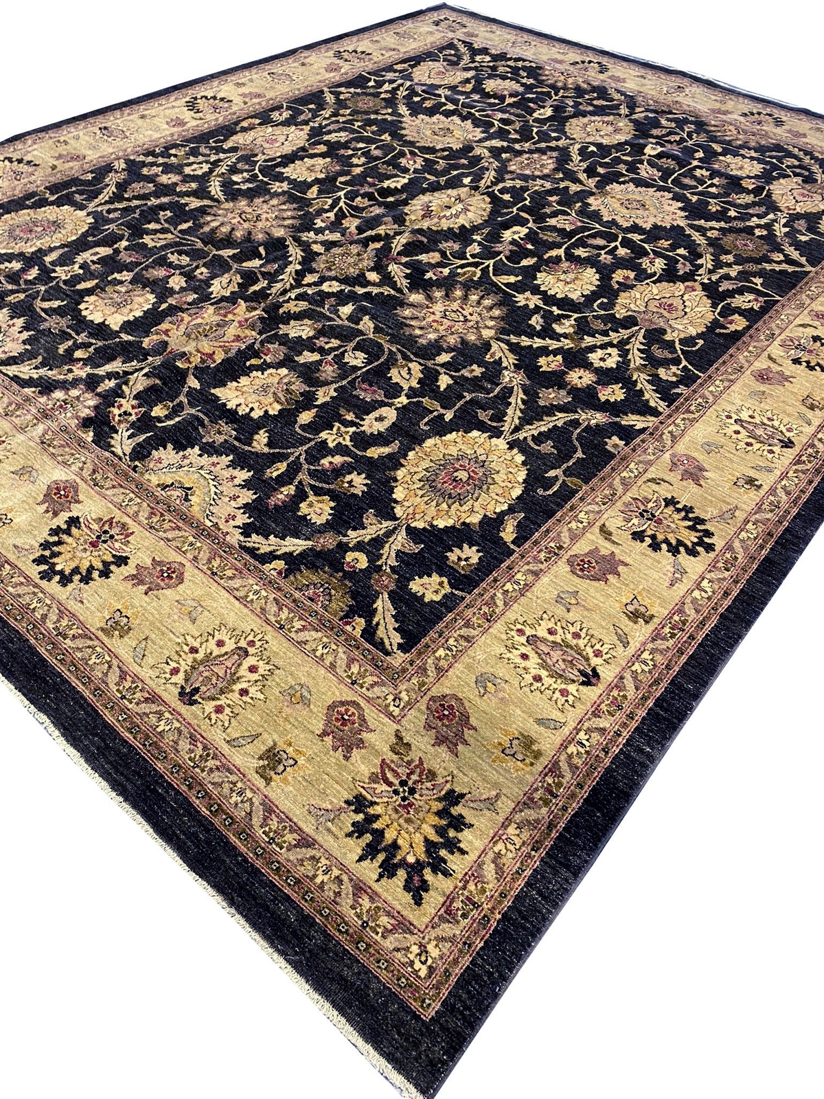 12′ x 15′ New Handmade Quality Wool Agra Large Rug BLACK GOLD #PIX- HT-2095
