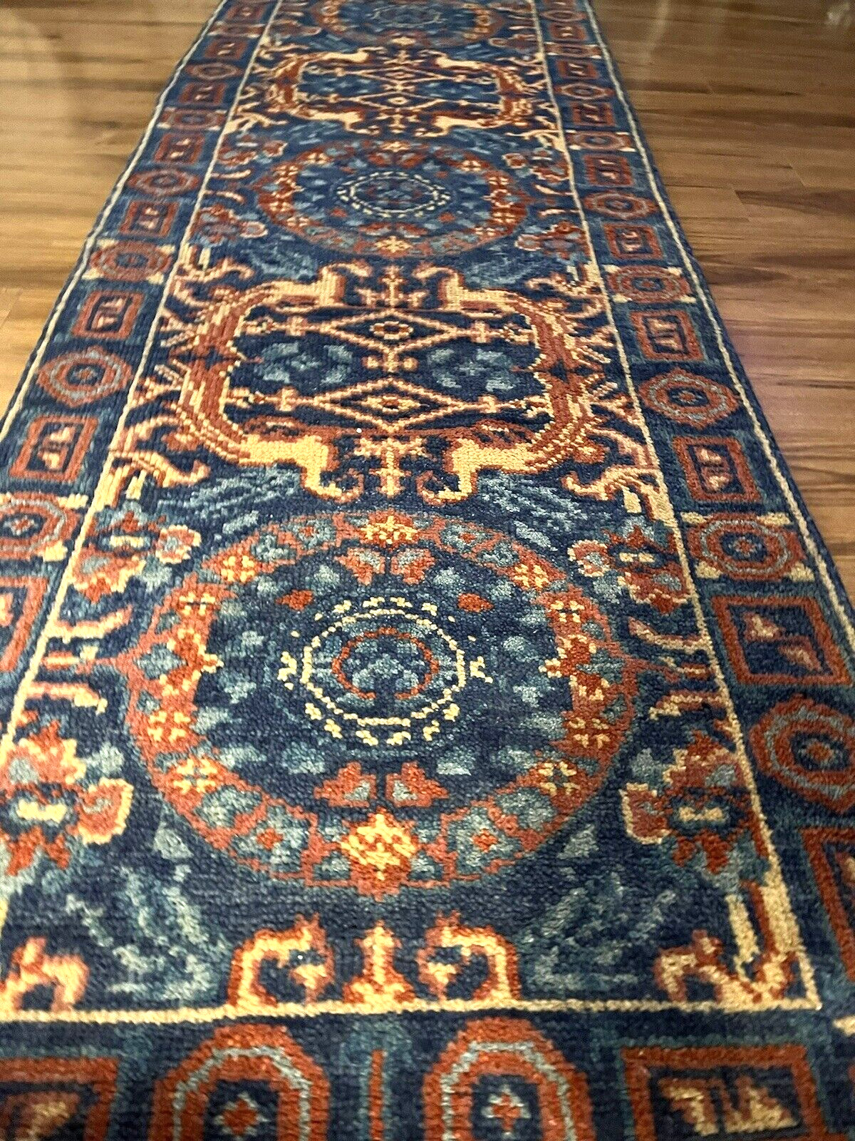 HANDMADE RUNNER WOOL RUG TURKISH RUG 2.7 X 7.9 FT MODERN RUNNER VINTAGE RUG