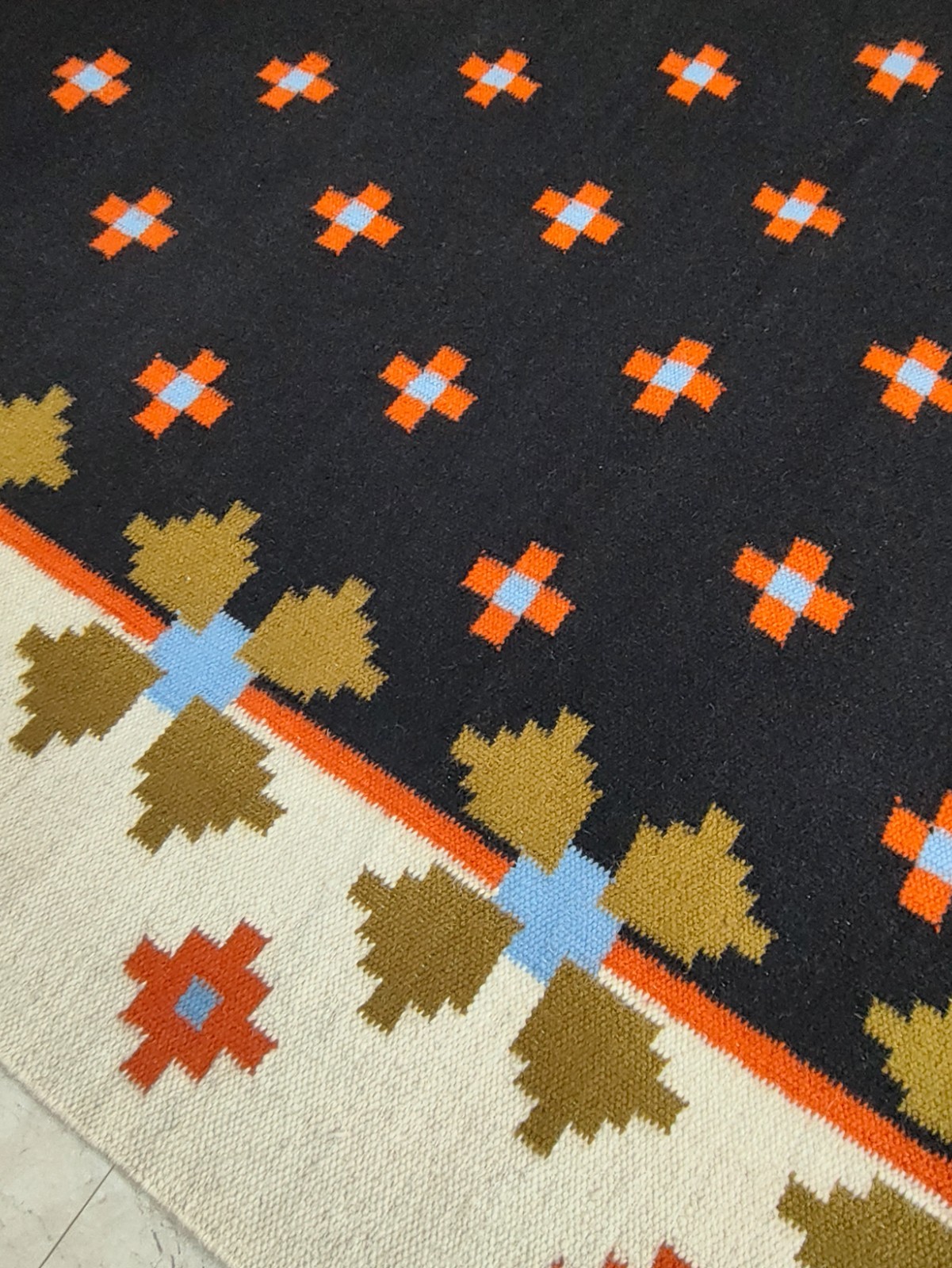 Flatweave Floral Kilim Wool Area Rug Geometric Modern Living Room Rugs Runner