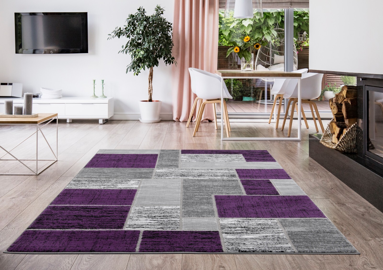 L’Baiet Verena Purple Geometric 4 ft. x 6 ft. Rug