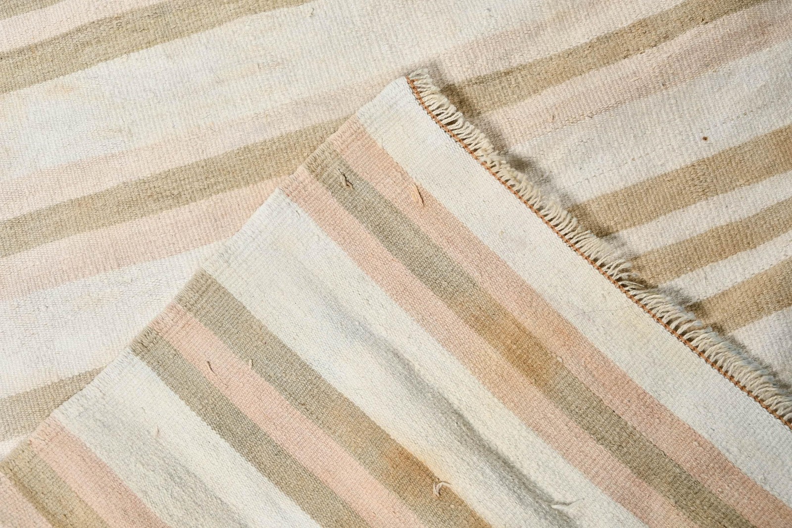 Turkish Rug, 5,7×12,2 ft Vintage Rug, White Brown Floral Wool Rug