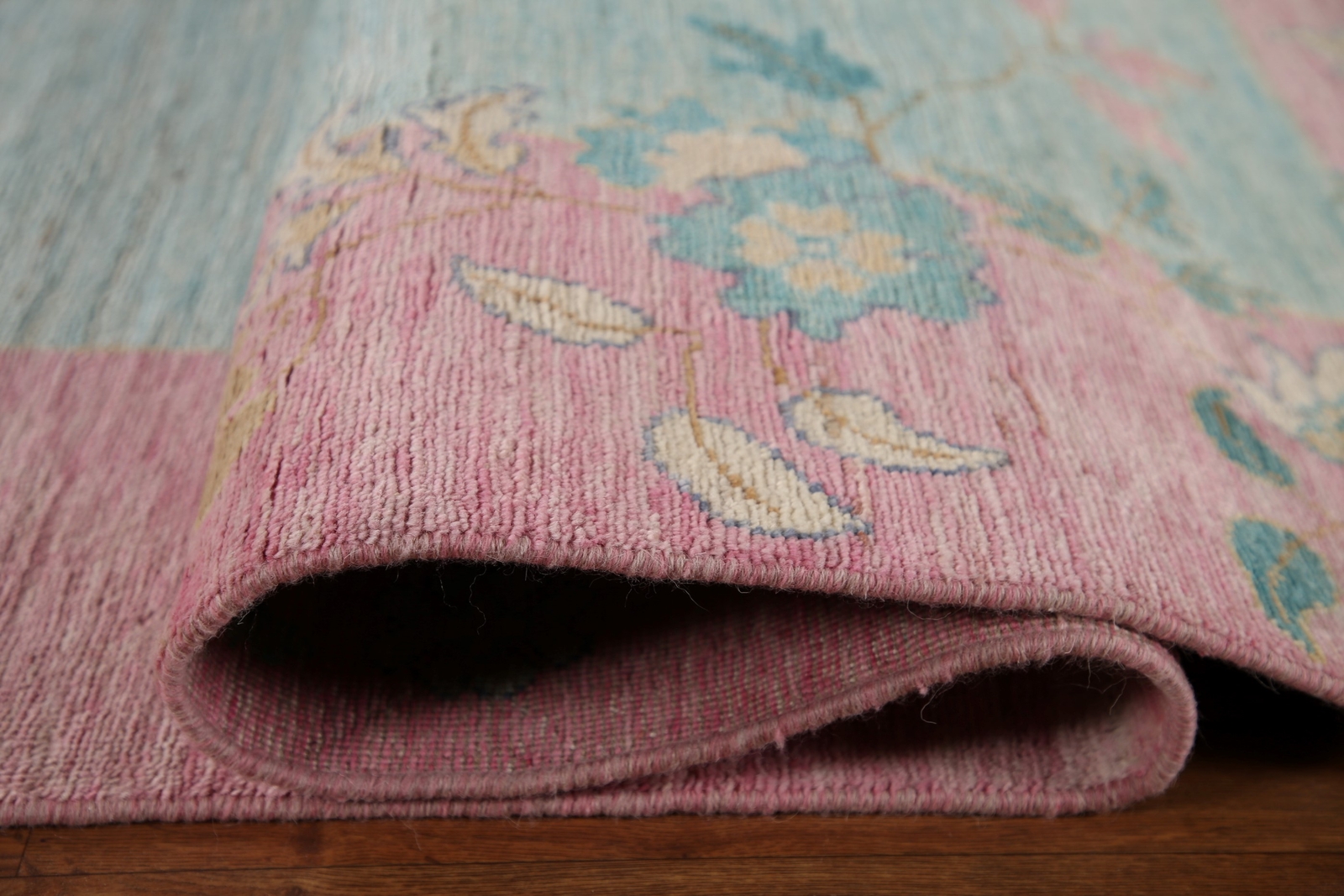 Light Turquoise/ Pink Oushak Turkish Area Rug 9’x12′ Vegetable Dye Handmade Rug