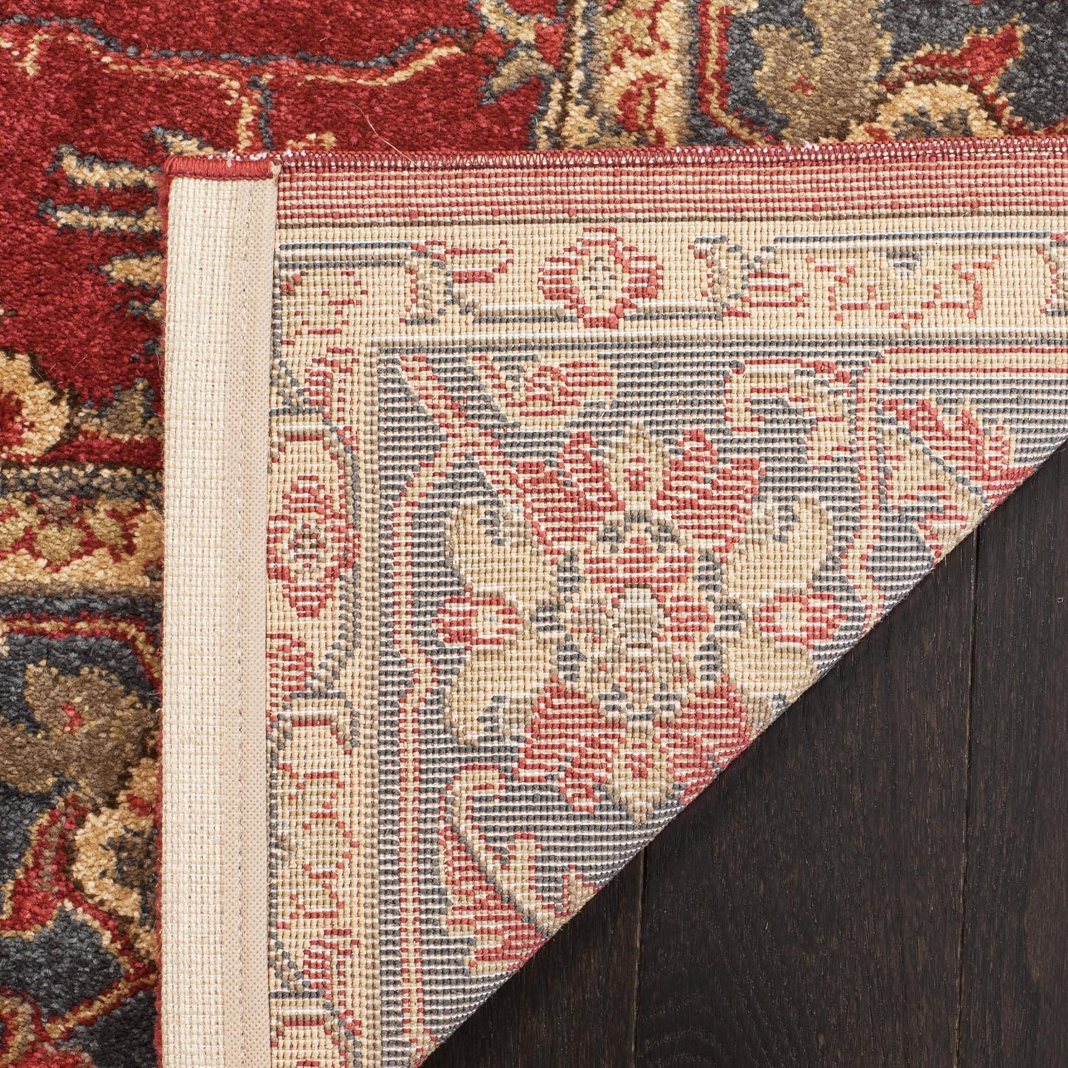 Mahal 8′ x 10′ Area Rug, Red & Navy, Traditional Design, Easy Care