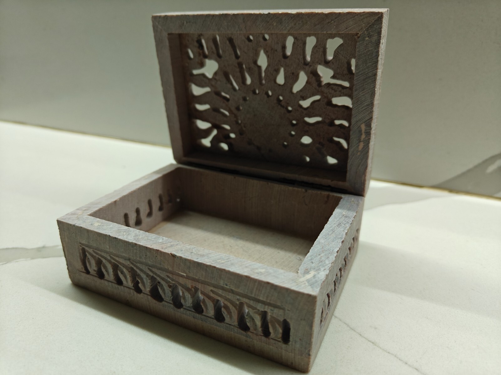 Handmade Marble Jewellery Carved Box handcarved natural stone