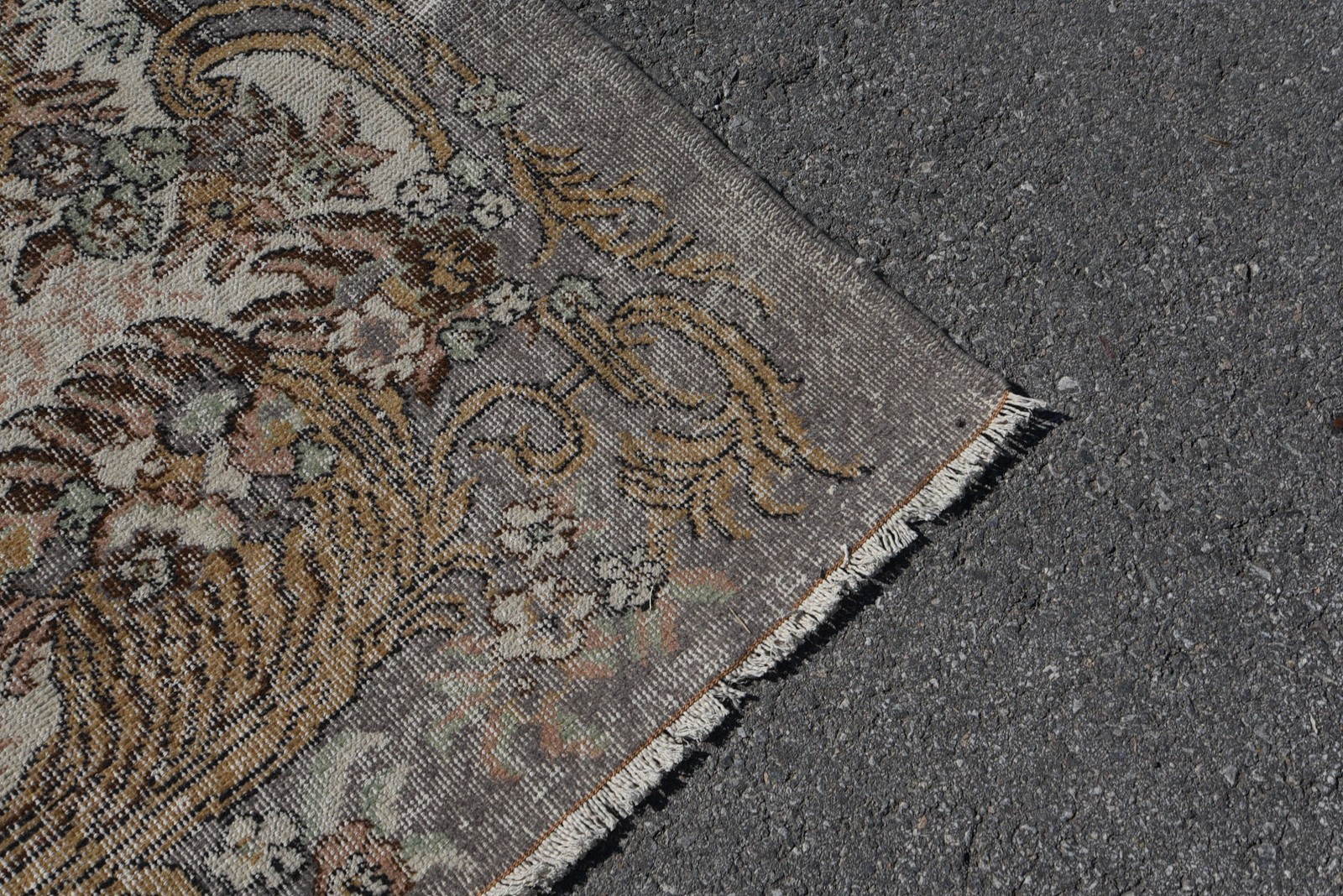 Turkish Large Rug 5,4×9,4 ft, Beige Brown Animal Print Rug Wool