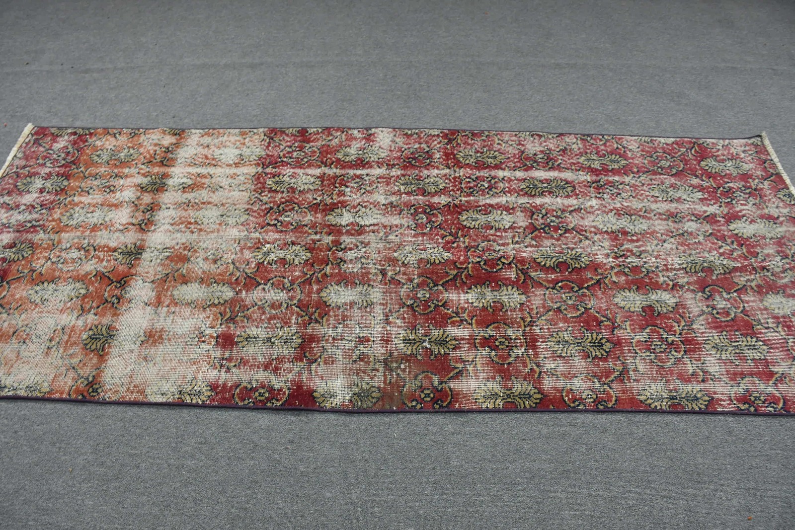 Vintage Rug, 3,4×8,3 ft Area Rug, Red Brown Wool Rug