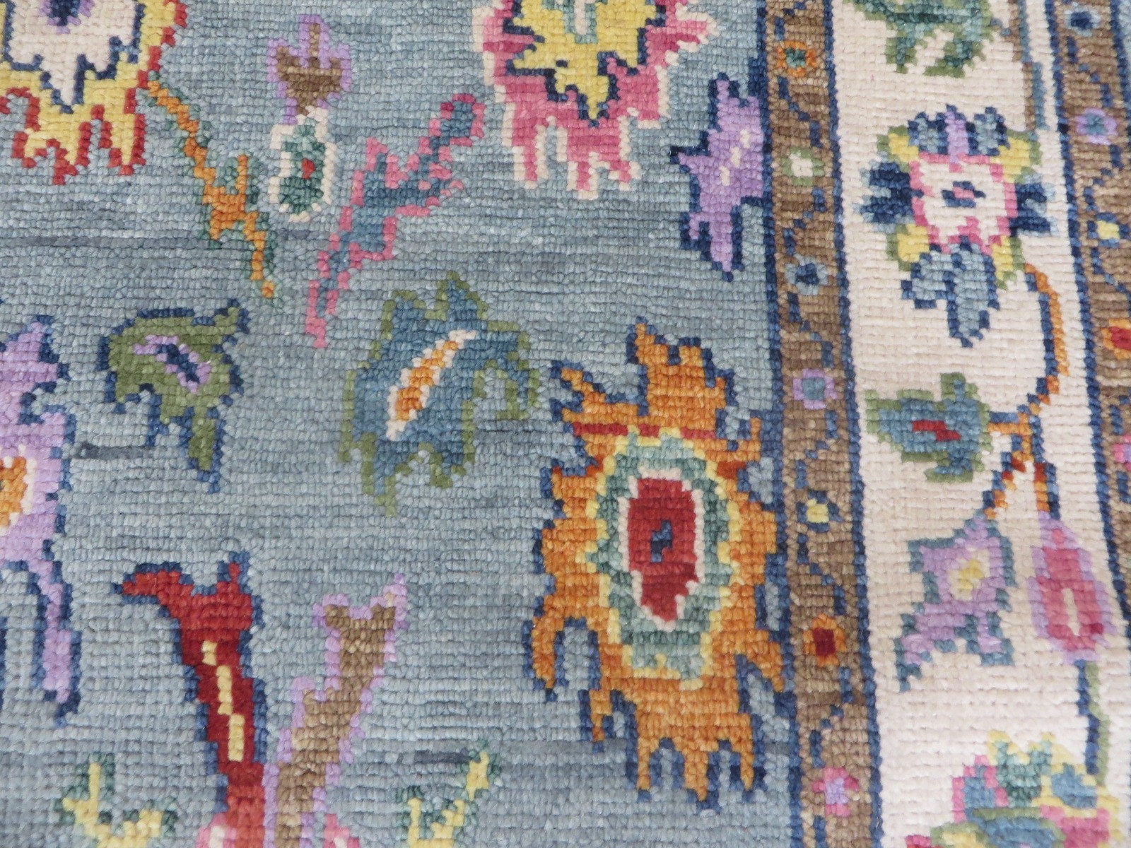 2’10 x 5’11 Runner Hand Knotted Blue Colorful Oushak Oriental Rug G16886