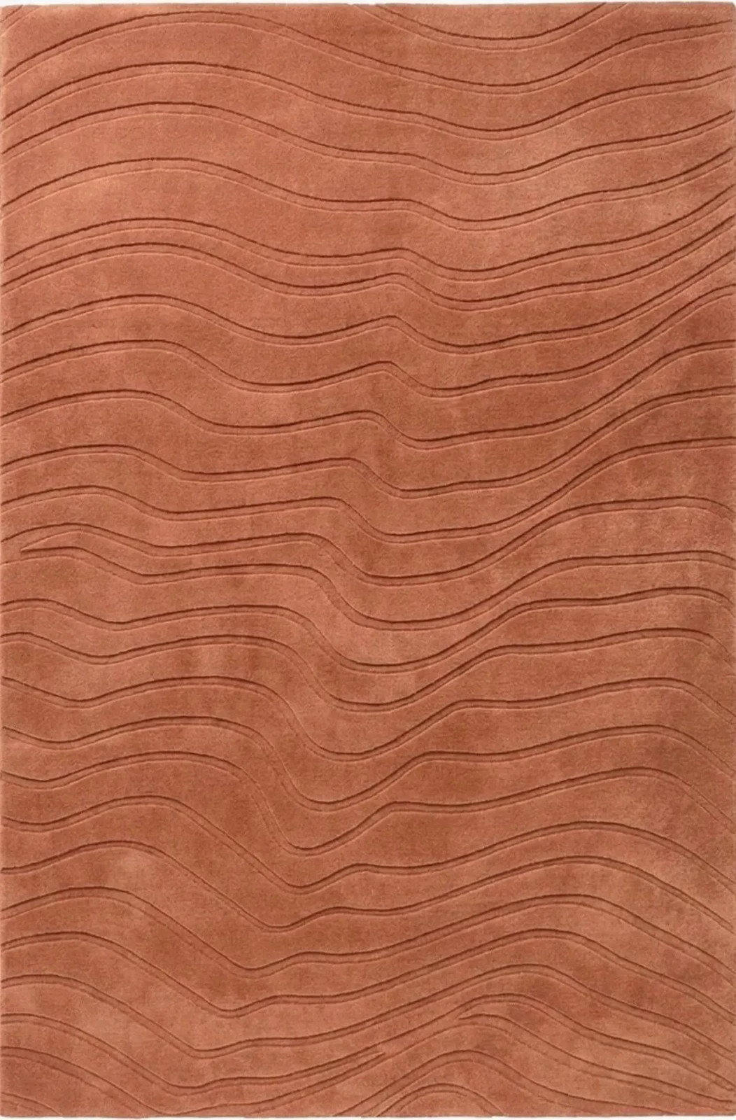 Modern Hand Tufted Wool Abstract Terracotta Area Rug, Handmade Carpet.