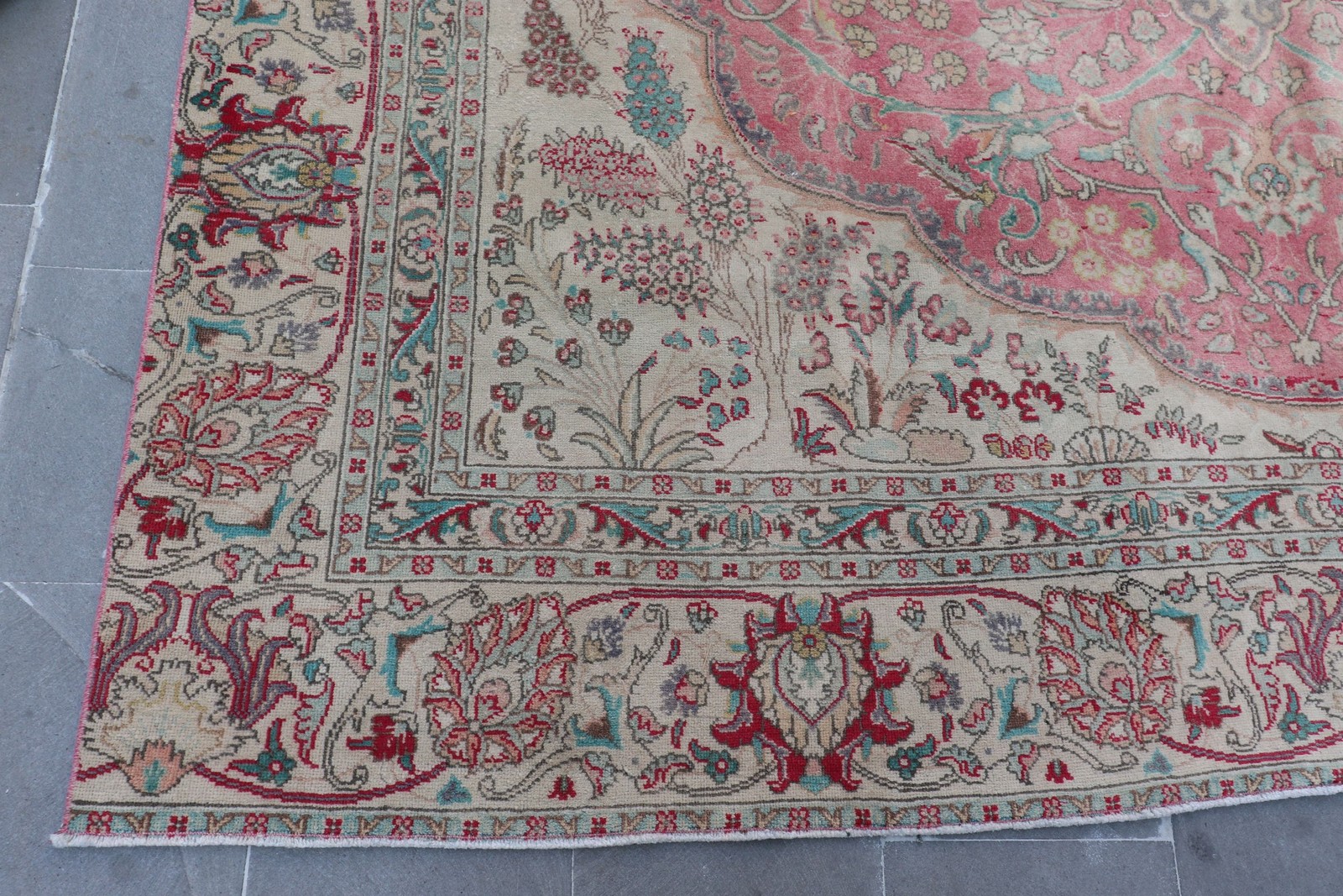 8,7×12,2 ft Turkish Vintage Rug, Oversize Rug, Red Blue Southwestern Wool Rug