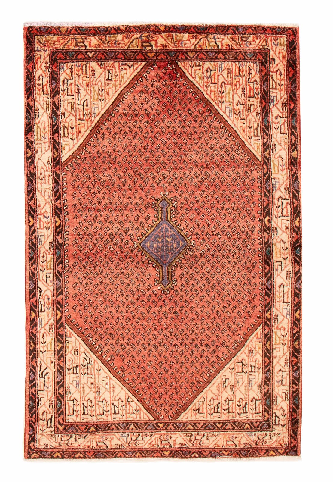 Vintage Hand-Knotted Area Rug 4’4″ x 6’8″ Traditional Oriental Wool Carpet