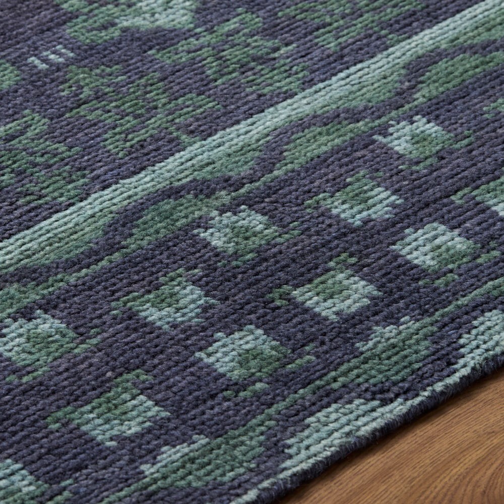 SURYA Azule Hand Knotted 100% Wool Rug 2′ x 3′ Made in India.