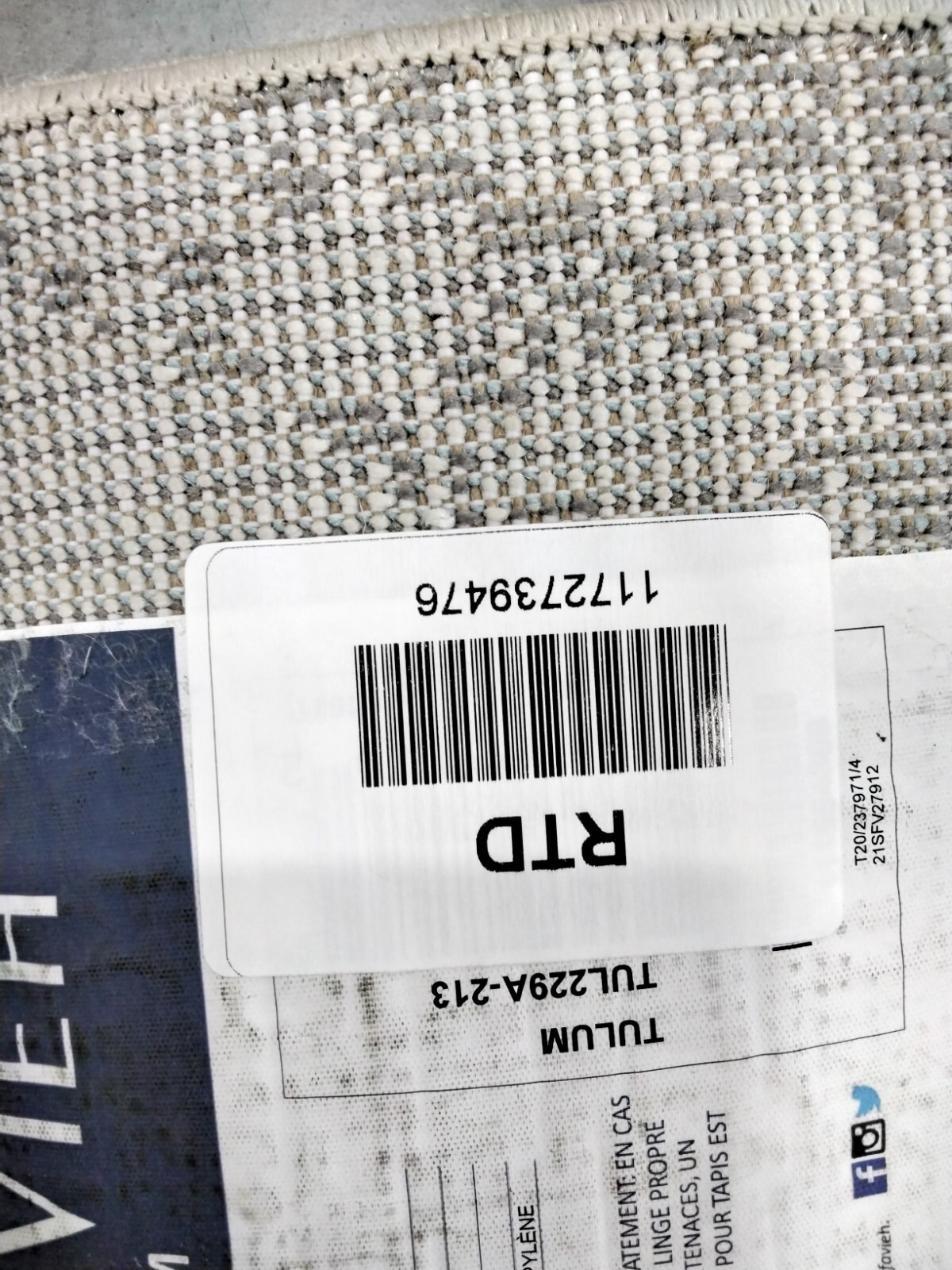 IVORY / GREY 2′-0″ x 13′-0″ Back Stain Rug, Reduced Price 1172739476 TUL229A-213