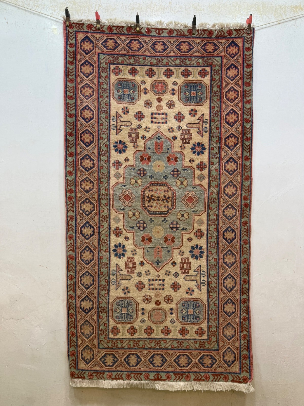Vintage Beautiful Distressed Low Pile Hand Knotted Wool Rug Carpet Floor Area