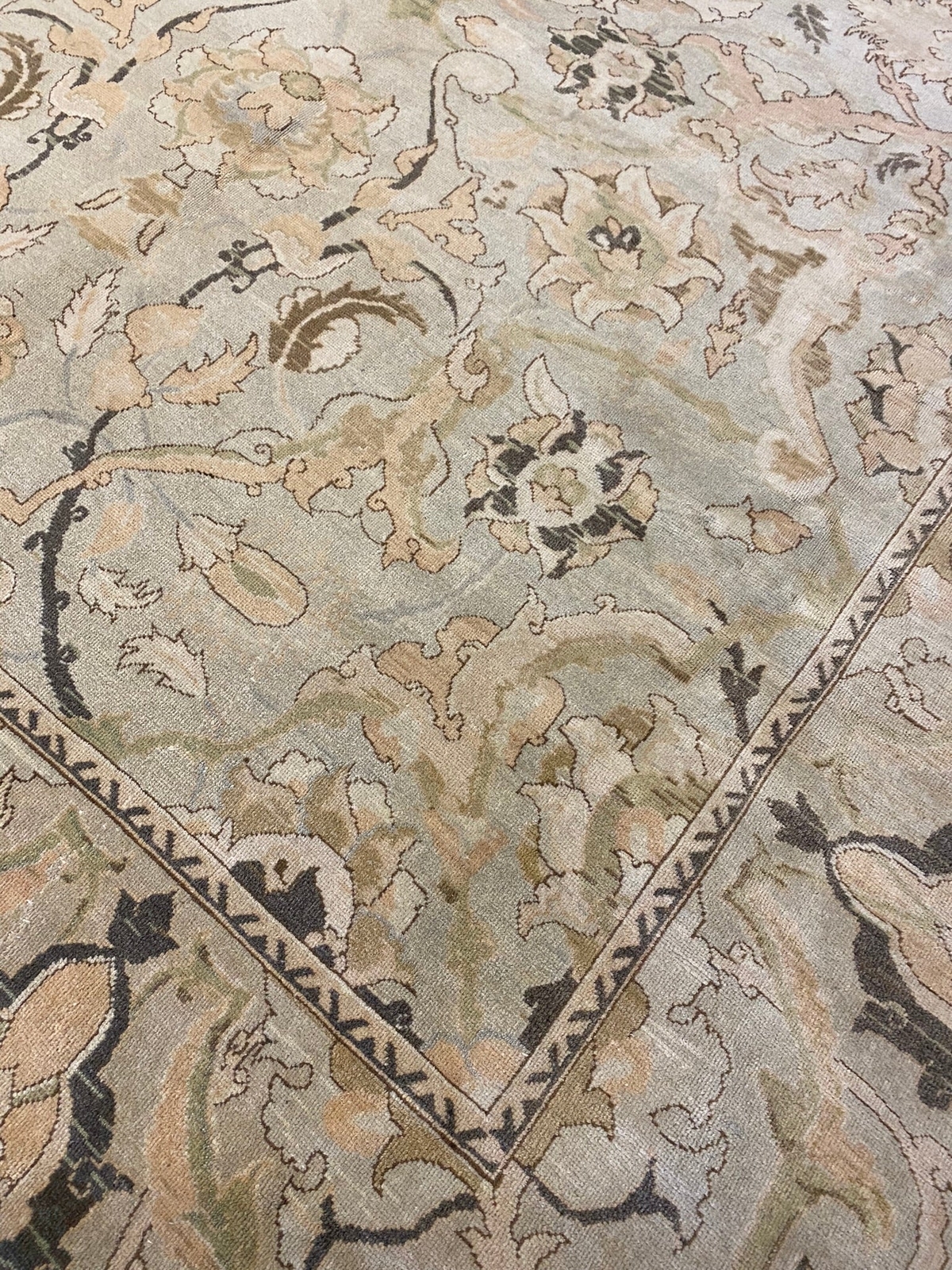 10′ x 14′ Light Mint Green Handmade Chobi Peshawar Handmade Rug # F-6525