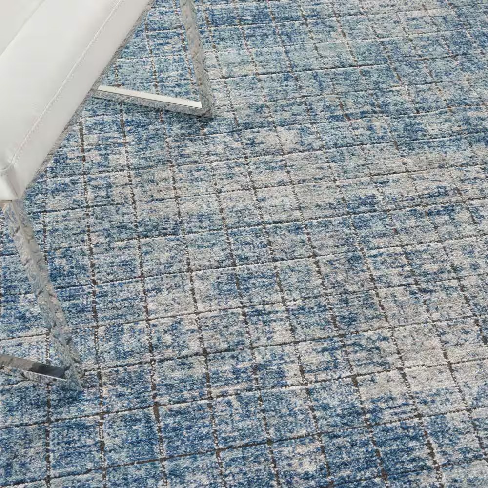 Concerto Blue Doormat 2 Ft. X 4 Ft. Abstract Contemporary Kitchen Area Rug