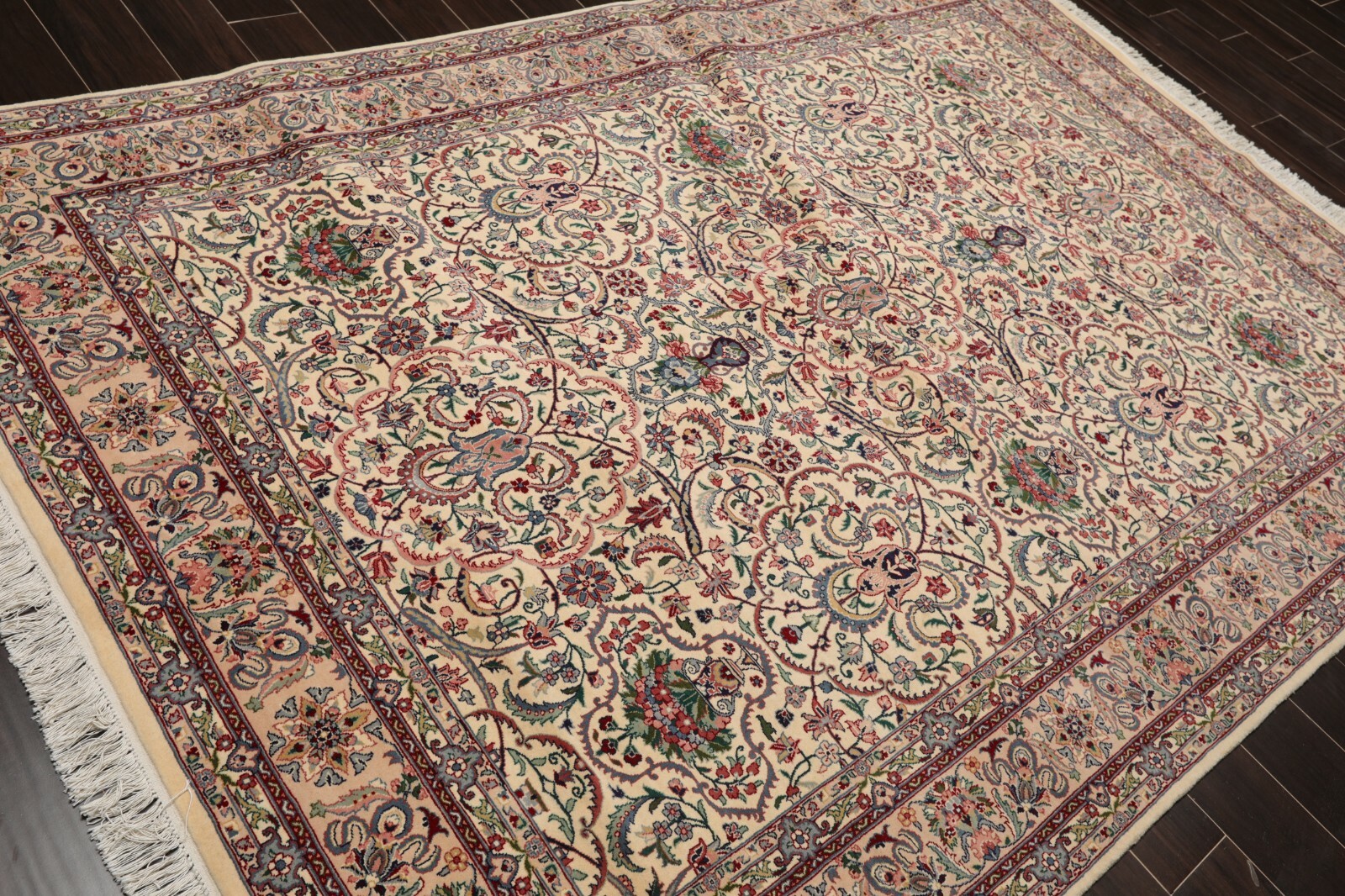 6’3″ x 9’1″ Hand Knotted 100% Wool Nain 16/18 PakPersian 300 KPSI Area Rug Cream