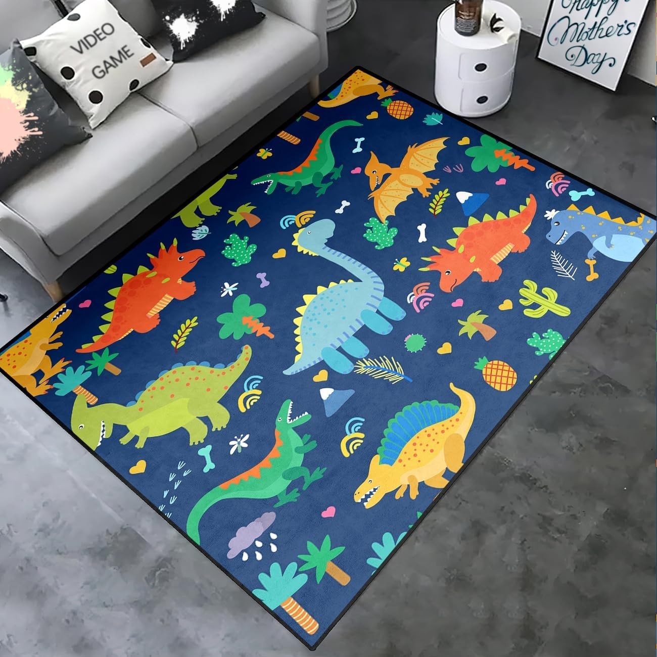 Cartoon Dinosaur Area Rugs Lovely Dinosaur Carpet Rugs for Boys Kids Blue Cut…