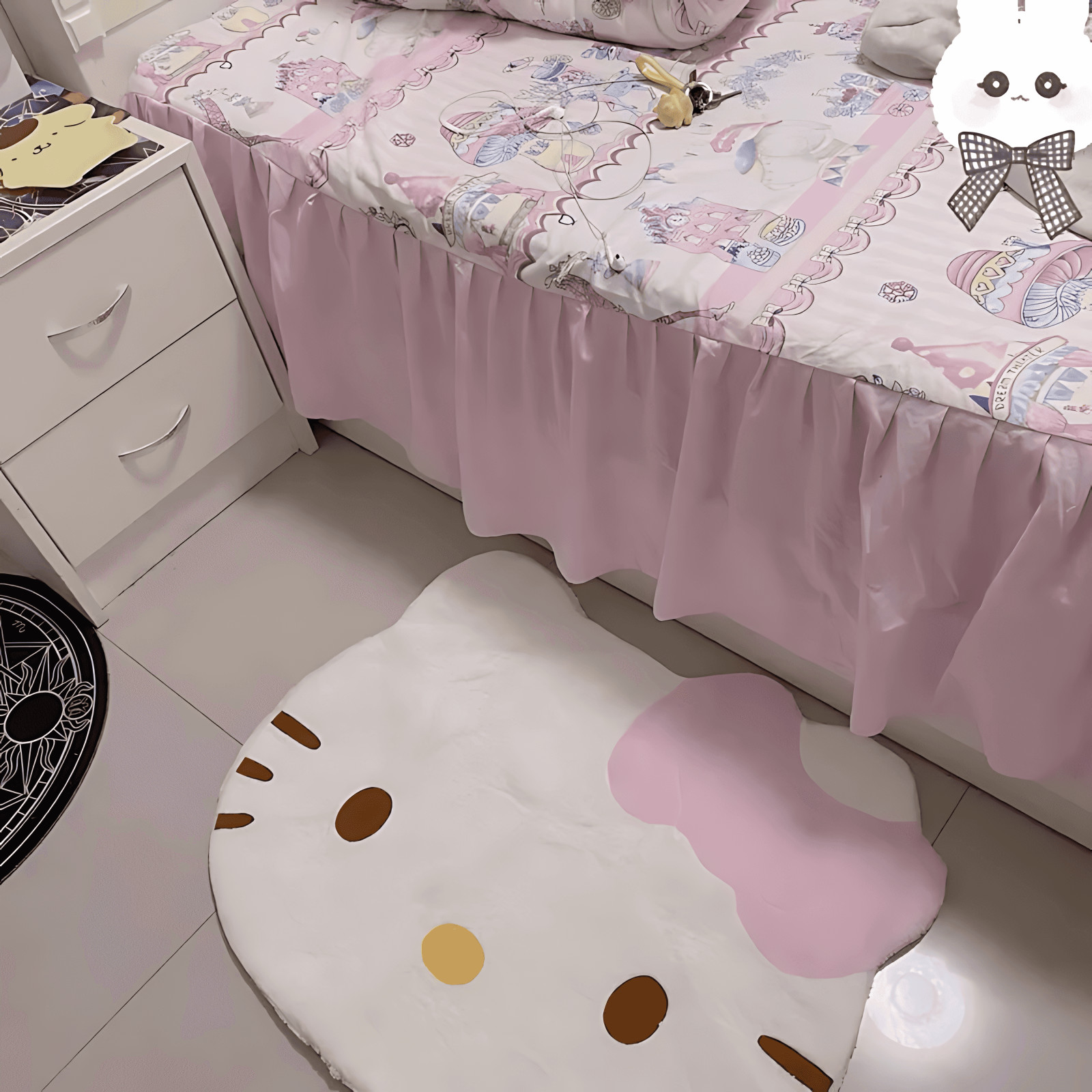 Hello Kitty Carpet Rug Cartoon Bedroom Living Room Home Decor Mat Miniso