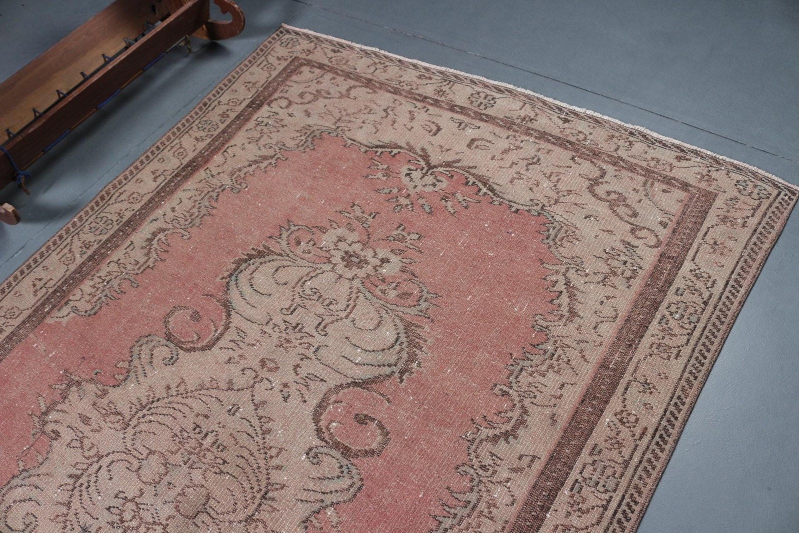 5,3×9,1 ft Turkish Rug, Red Floral Vintage Rug Wool