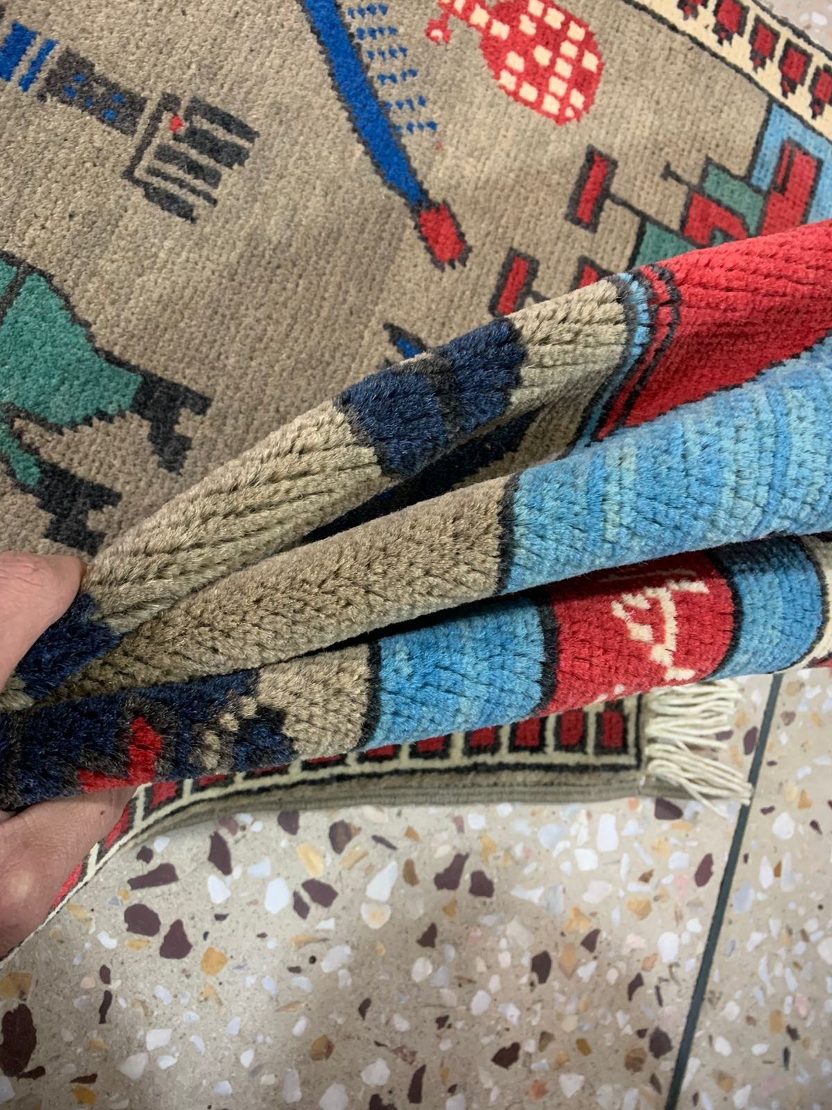 120cmx73 cm. 2 handmade afghan war rugs, opium, 9/11 ussr, usa, military, ak47