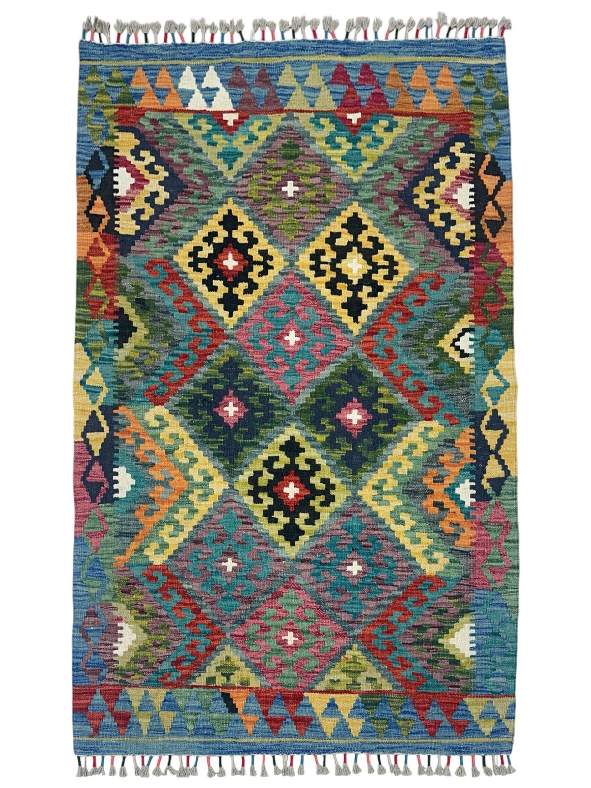 Hand-Woven Afghani Kilim Wool Rug 3’6″ x 5’1″