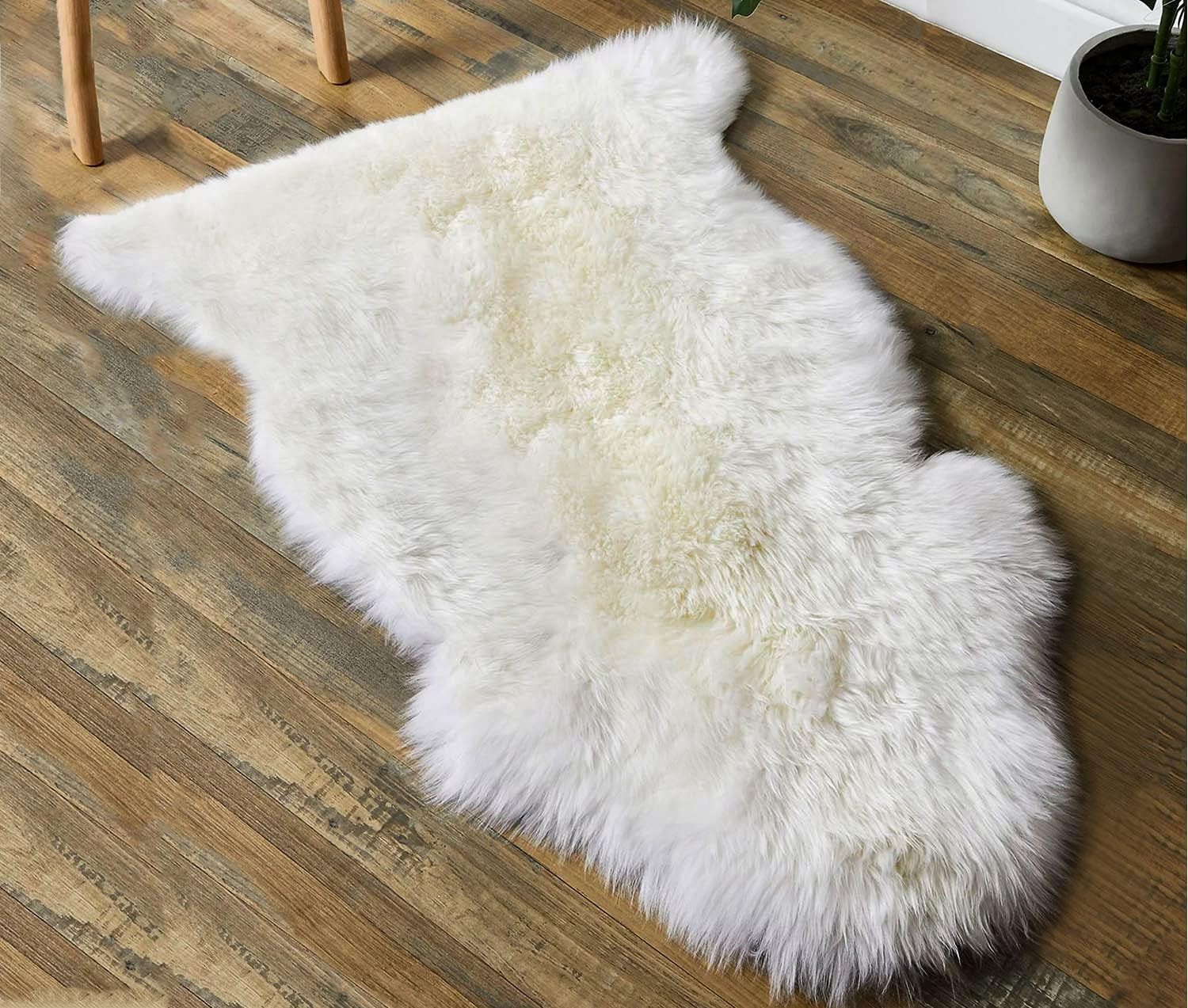 Sheepskin Natural Fluffy Fur Rug Real Nursery Sheep Skin Bedroom Area Rug