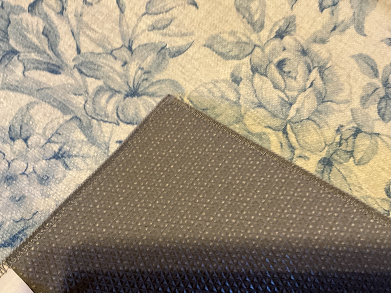 Laura Ashley Accent Runner Rug Chenille Floral Washable – Toile Blue – 20 x 60”