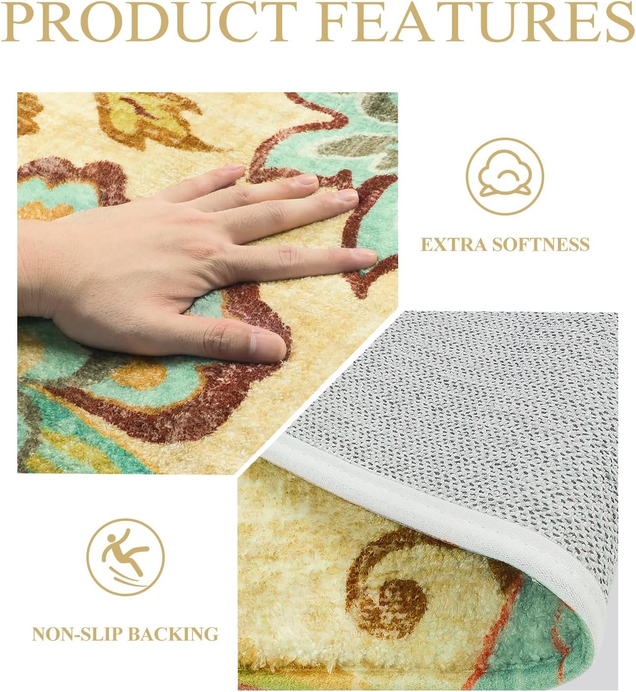 Lahome Floral Entryway Rug – 2×3 Small Throw Bedroom 2'x3', 6-beige