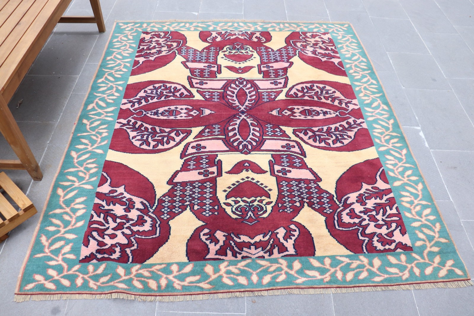 5,4×6 ft Turkish Vintage Rug, Area Rug, Rug Red Wool Rug