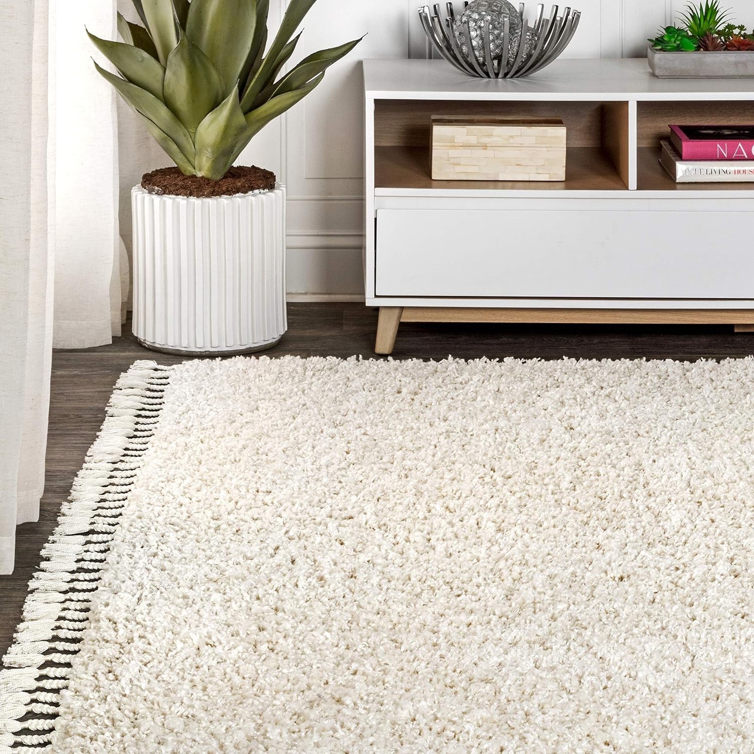 Water-Resistant Mercer Shag Rug, 3’1″ x 5′ – Soft Cream Ideal for Living Room