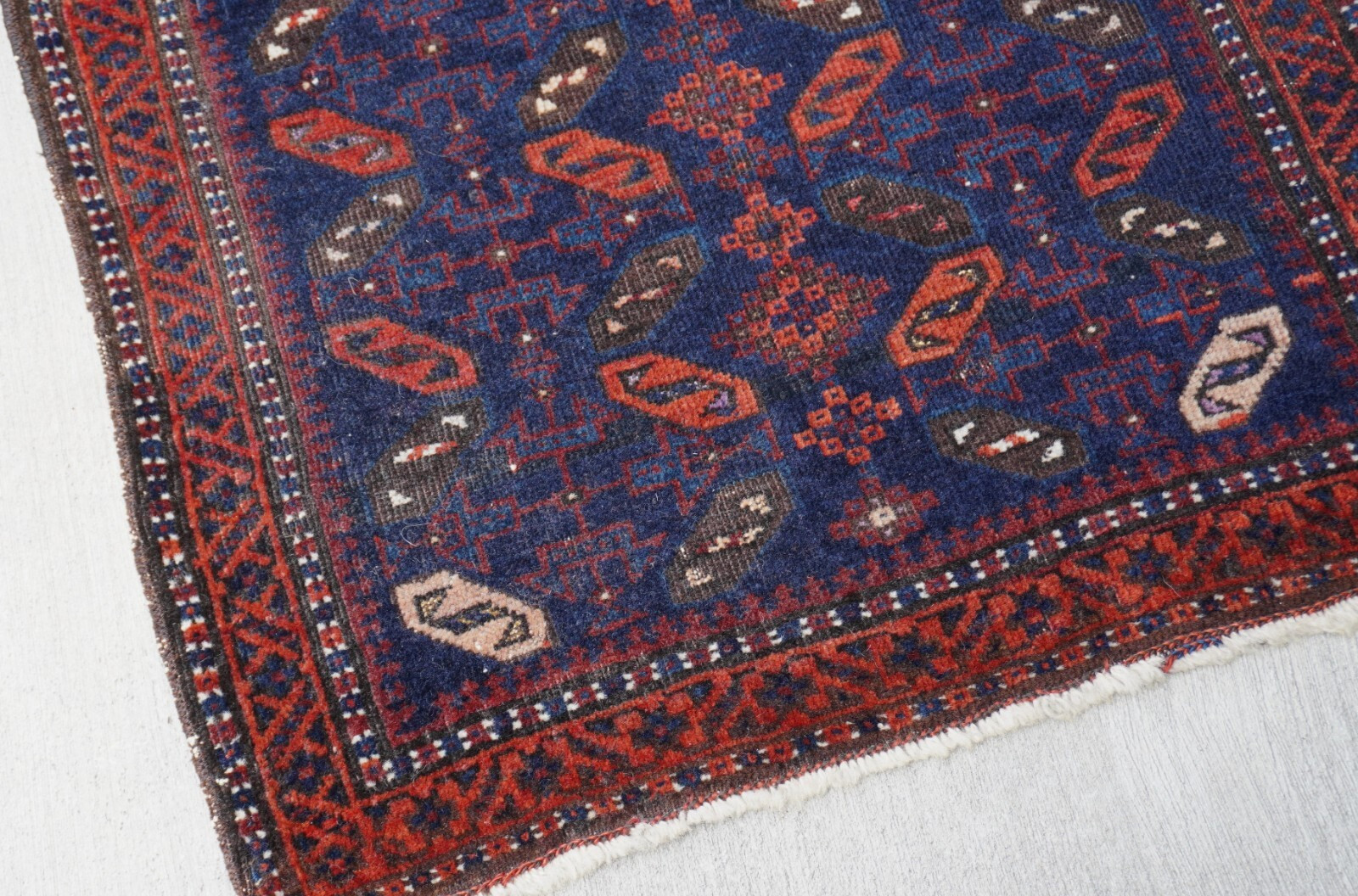 Antique Blue Baluchh Bag-Face Hand Knotted Wool Tribal Rug 21″ x 20″ inch