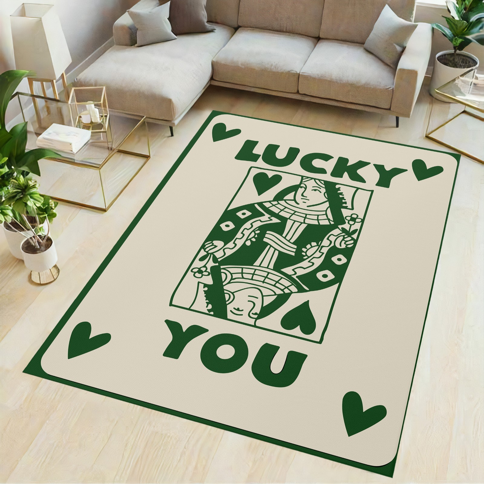 Card rug, play card rug, lucky card rug, play card themed rug, gree rug