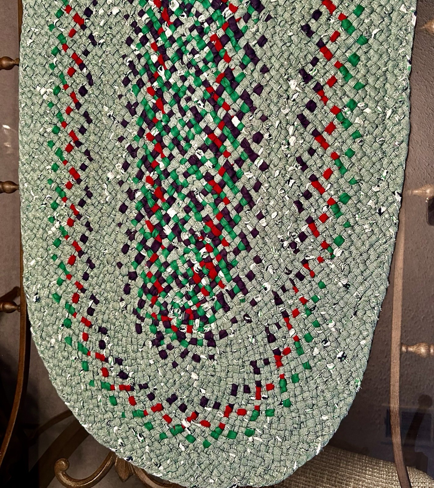 Hand Made Multi Color Braided Oval Rug 49 x 24