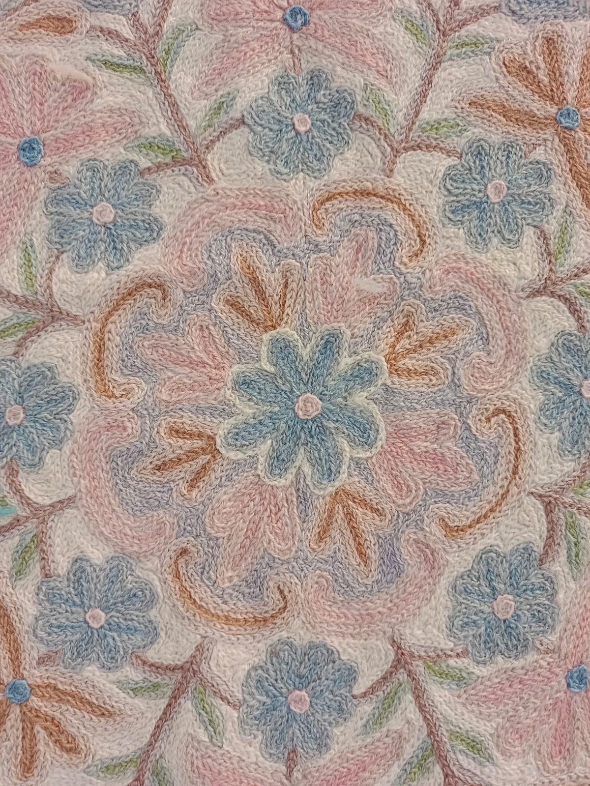 Vintage Amazing Kashmiri Chain Stitch Hand Wool Embroidered Rug Carpet FloorArea