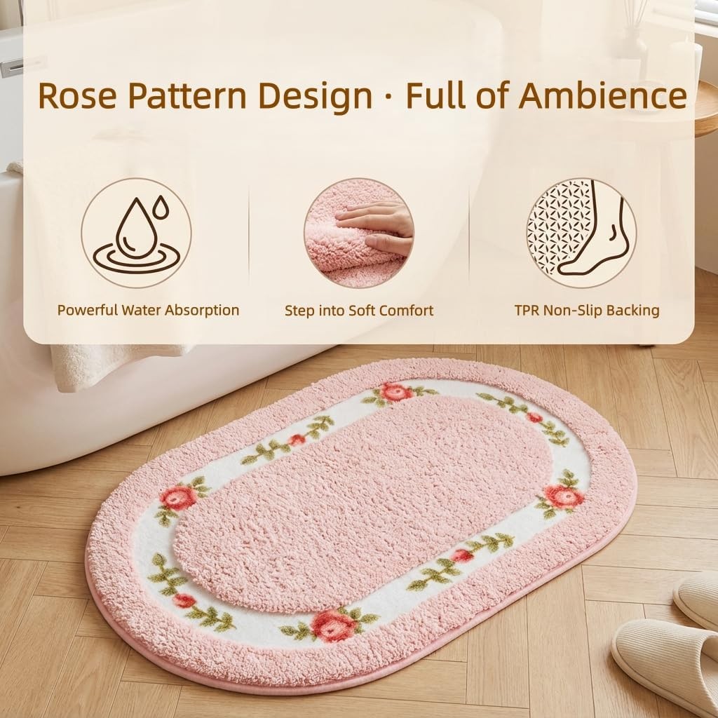 Bathroom Rugs Romantic Rose Flower Shaggy Area Rugs for Living Room Bedroom