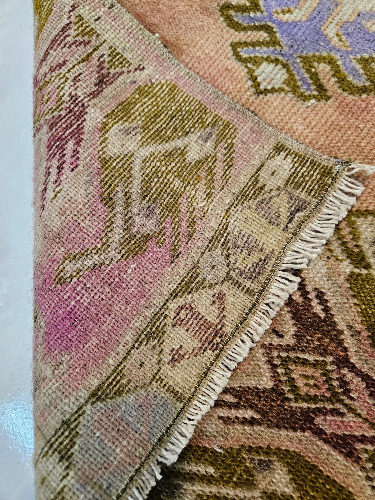 Small Green Turkish Rug, Vintage Bath Mat (1.5 x 3 ft)