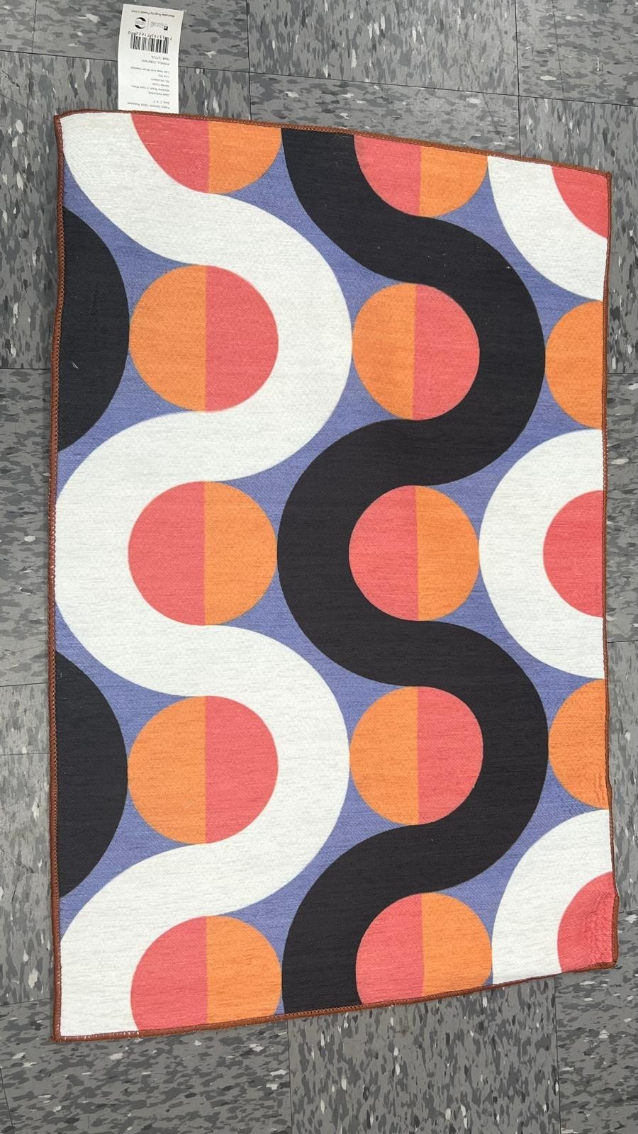 Linon Outdoor Washable Jupiter Orange And Pink 2′ X 3′ Area Rugs RUGOW2123
